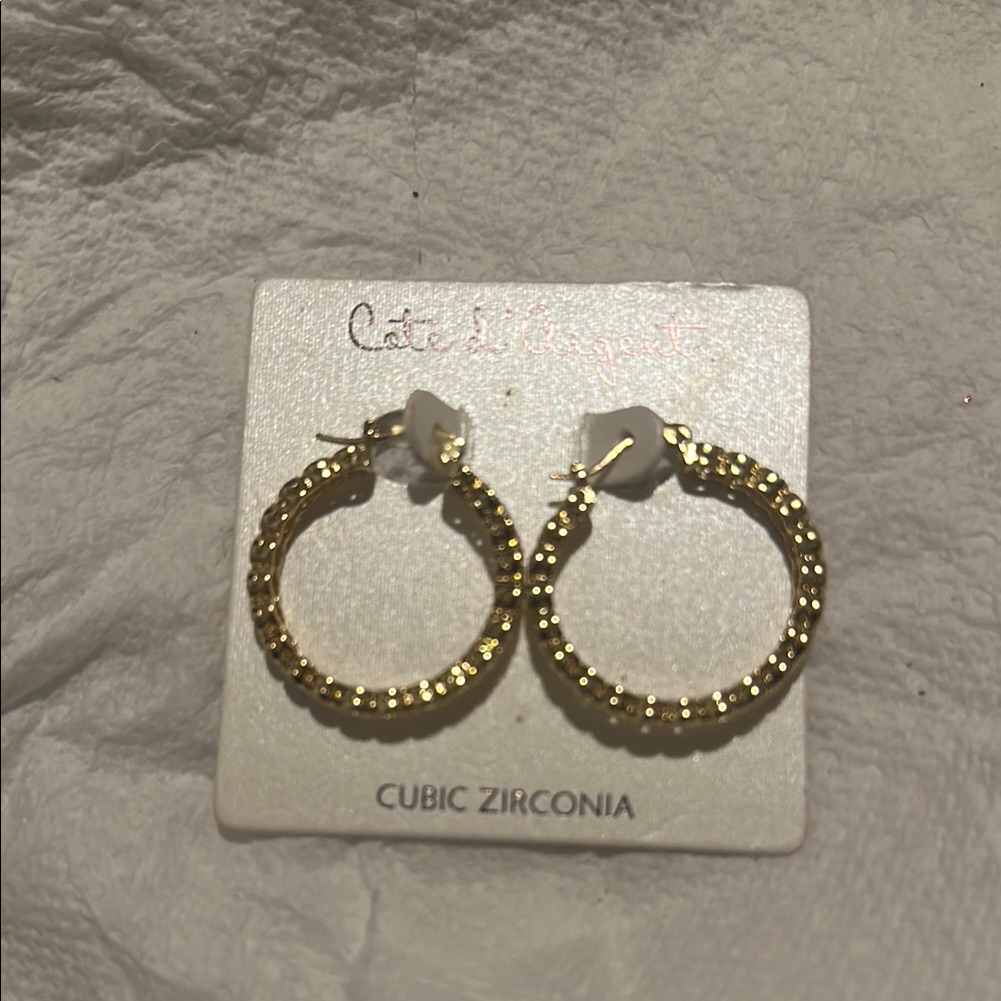 Chic Gold Hoop Earrings With Cubic Zirconia